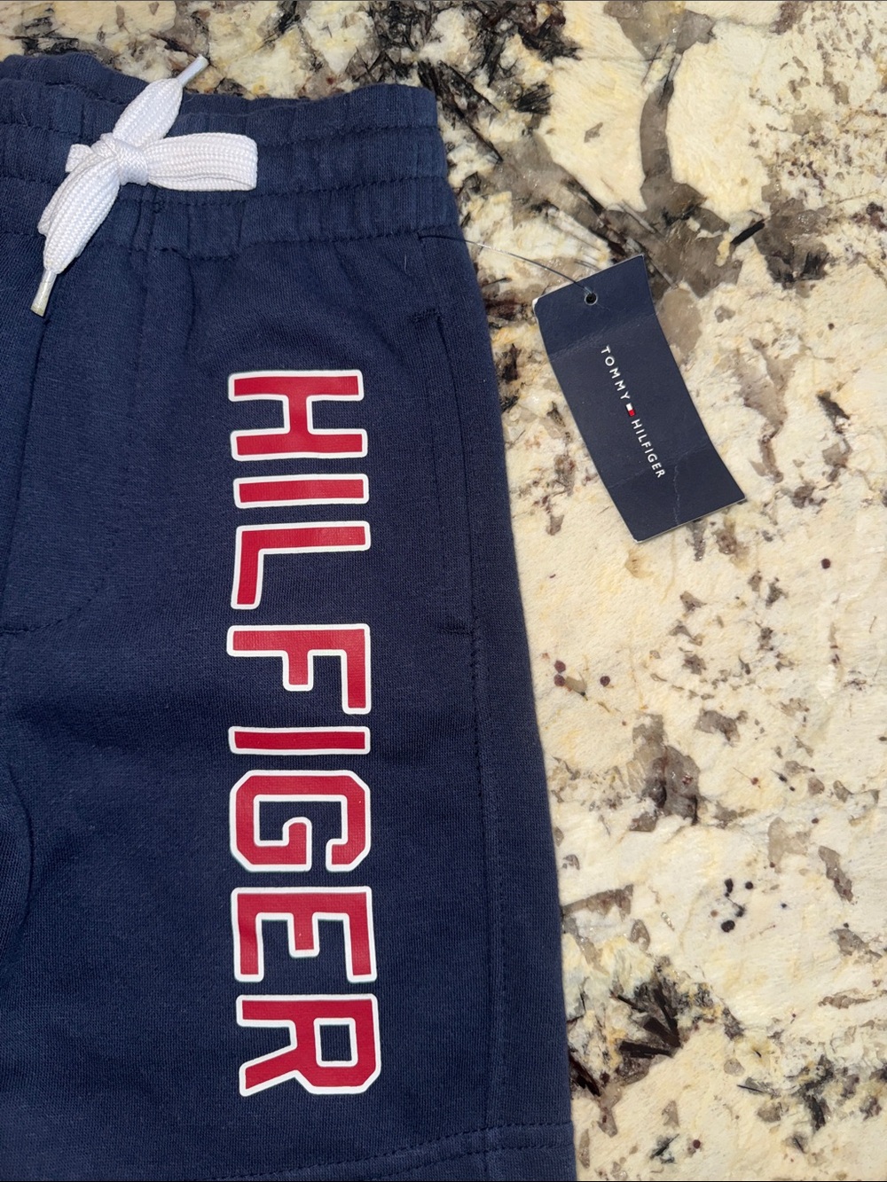 Tommy Hilfiger Kids Navy Logo Sweat Shorts- Brand New With Tags - Picture 2 of 5